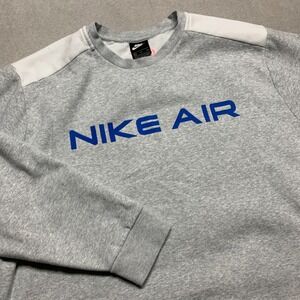 Nike Air Sportswear Fleece Crew Neck Sweatshirt Mens‎ XXL Gray Spellout